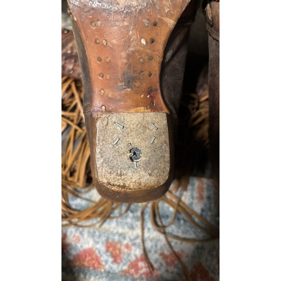 Corral Fringed Studded Tall Leather Cowboy Boots Women’s Size 7 - Picture 8 of 10